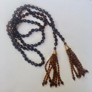 Vintage Root Beer Glass Bead Lariat Necklace